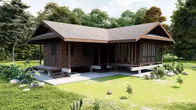 Forest villa-Casa Scene-Modern Villa 3D model