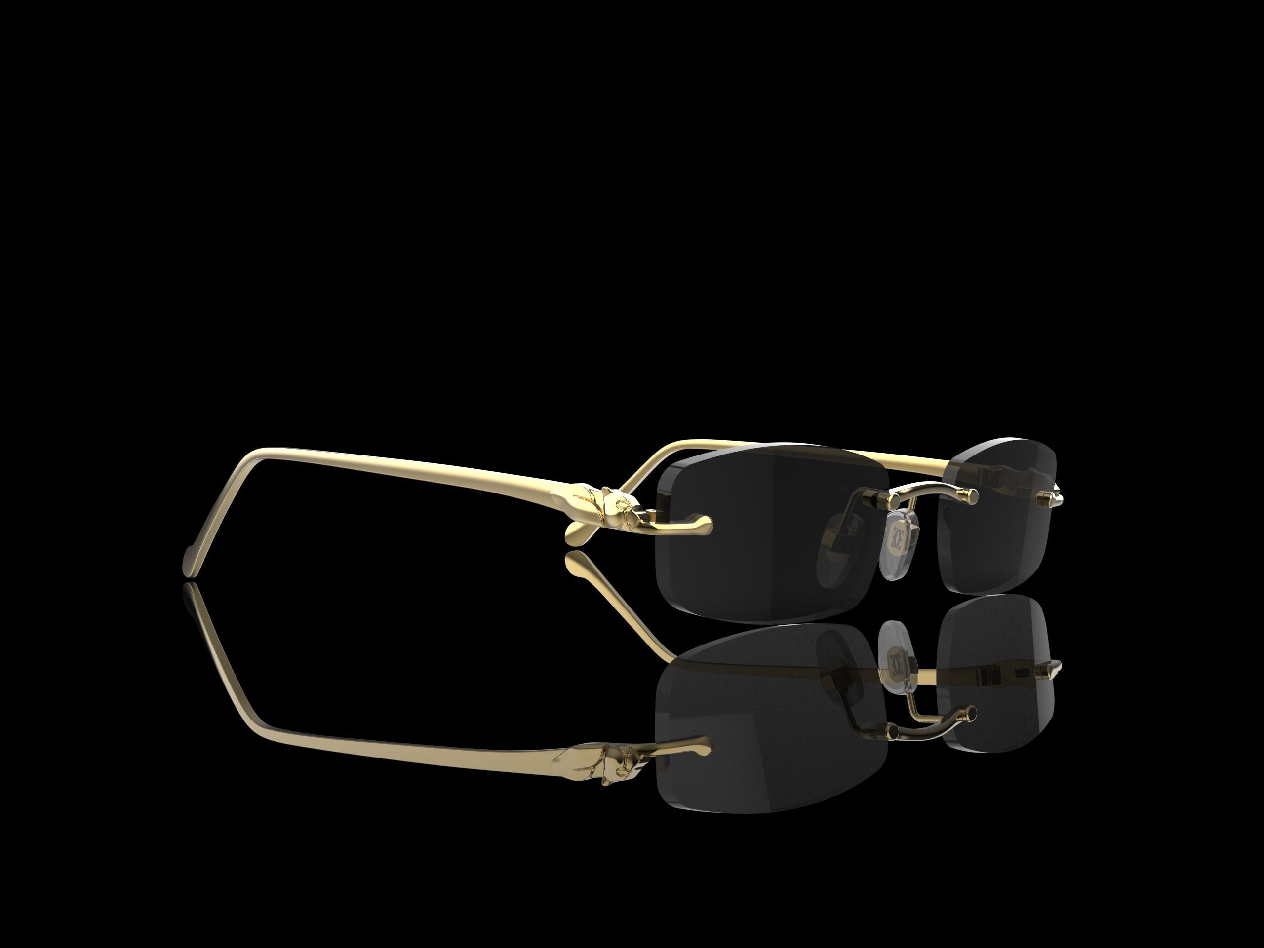 Panthere Gold Sunglasses 3D print model_0