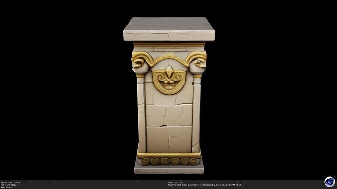Stylized Roman Column AI Low-poly 3D model