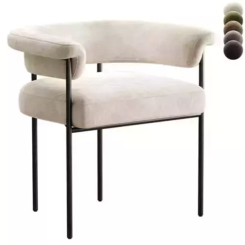 Penelope Industrial Off White Upholstered Black Iron Barrel