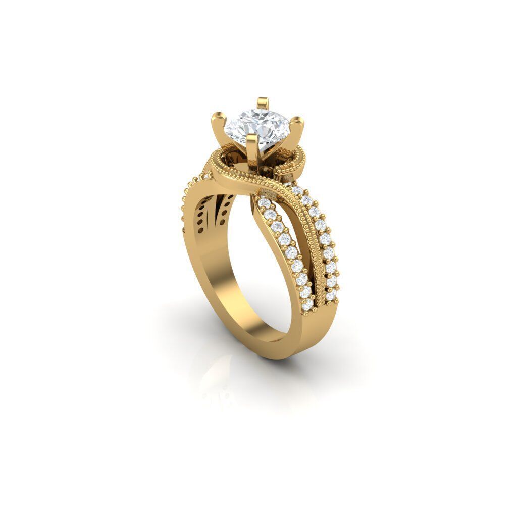 Milgrain Twisted Solitaire 3D print model_3
