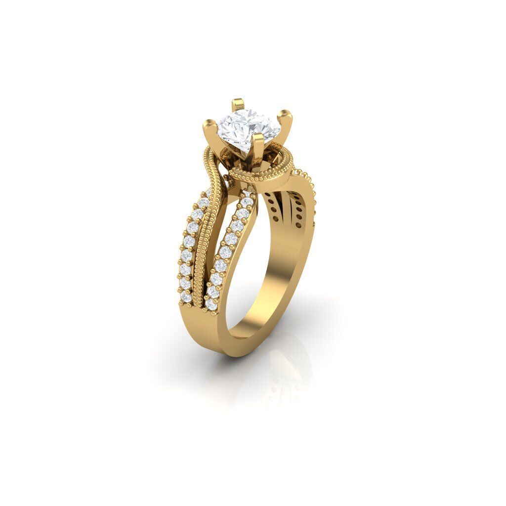 Milgrain Twisted Solitaire 3D print model_2