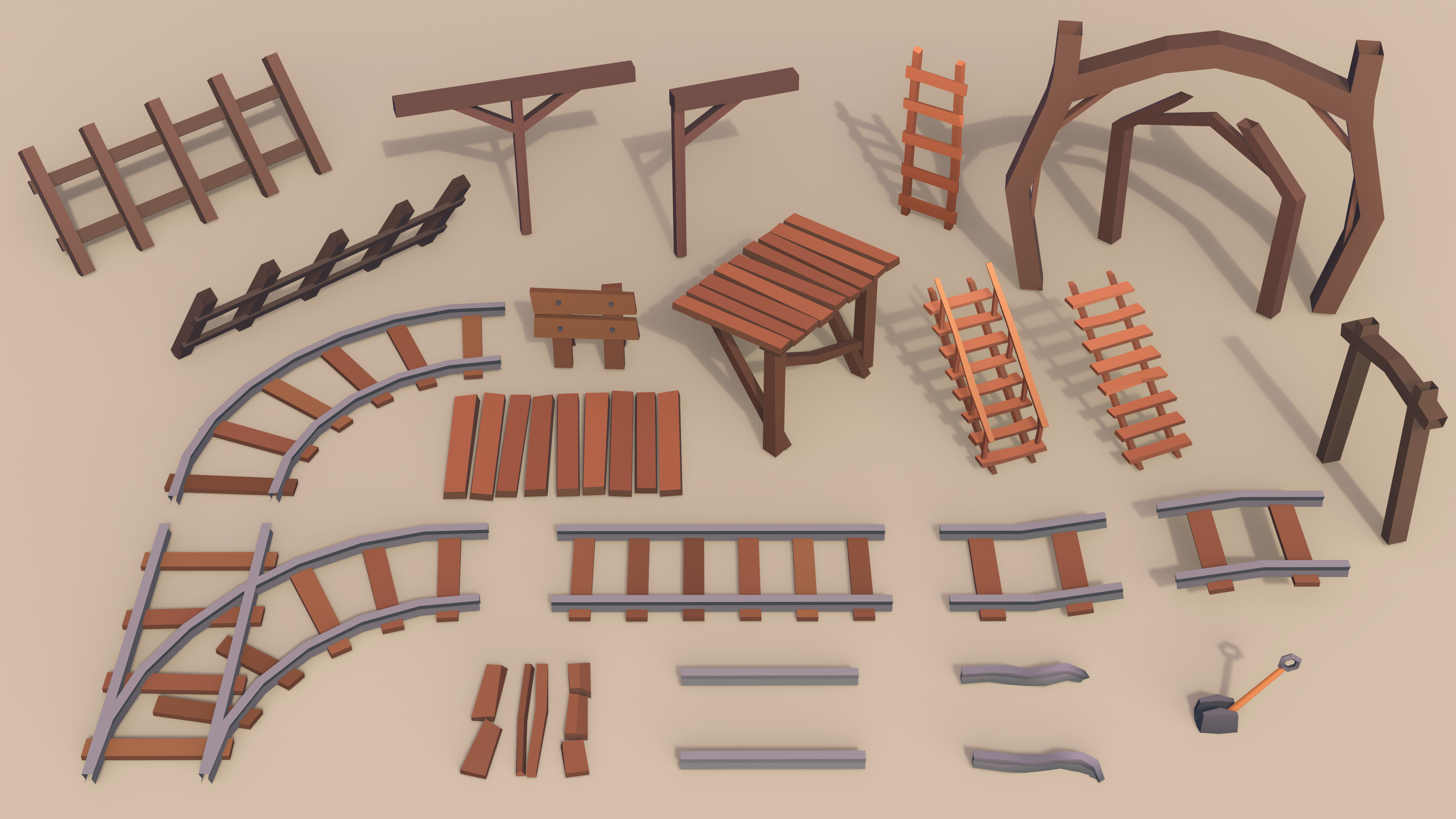 LowPoly Stylized Mining Asset Low-poly 3D model_4
