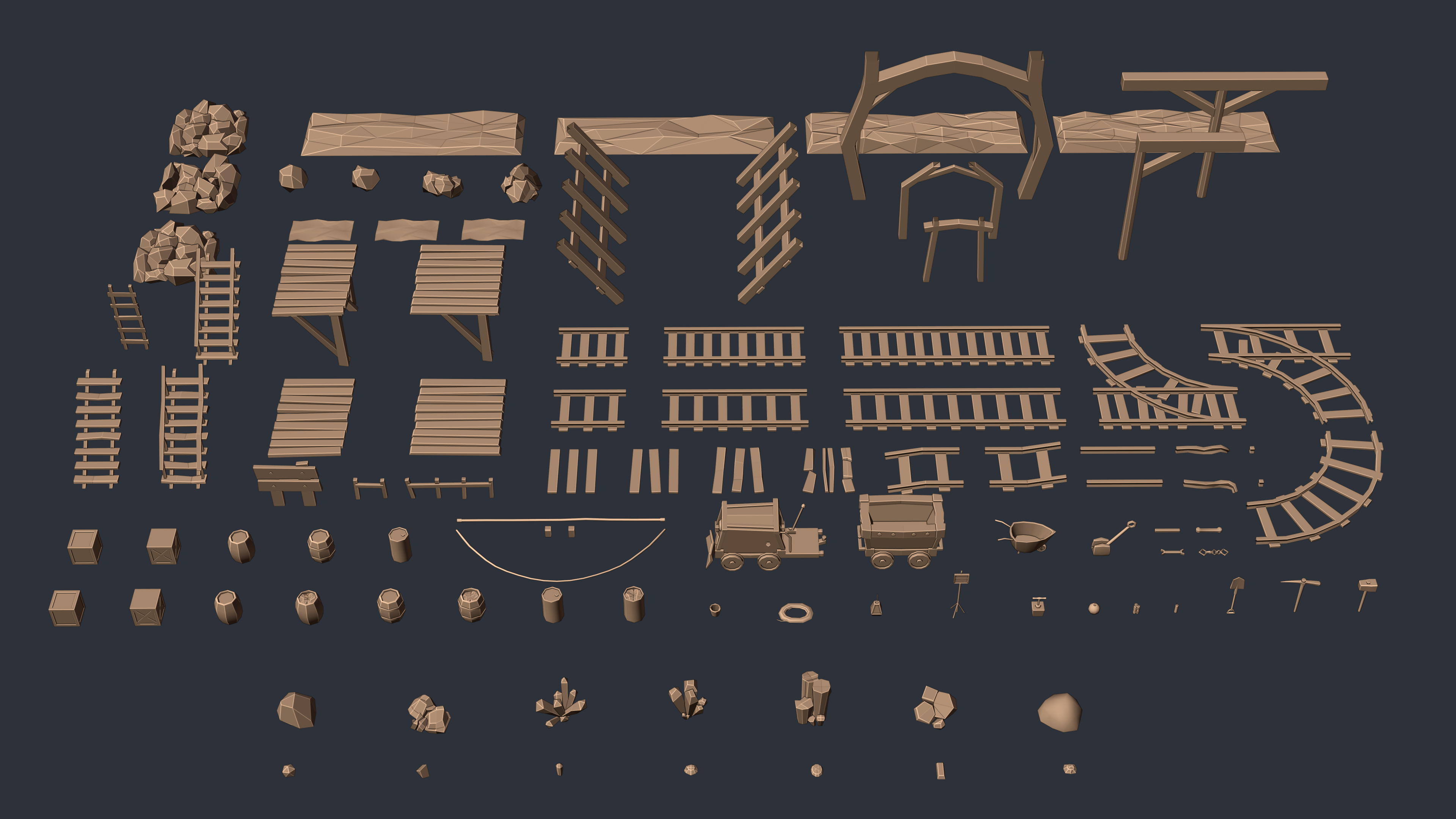 LowPoly Stylized Mining Asset Low-poly 3D model_2