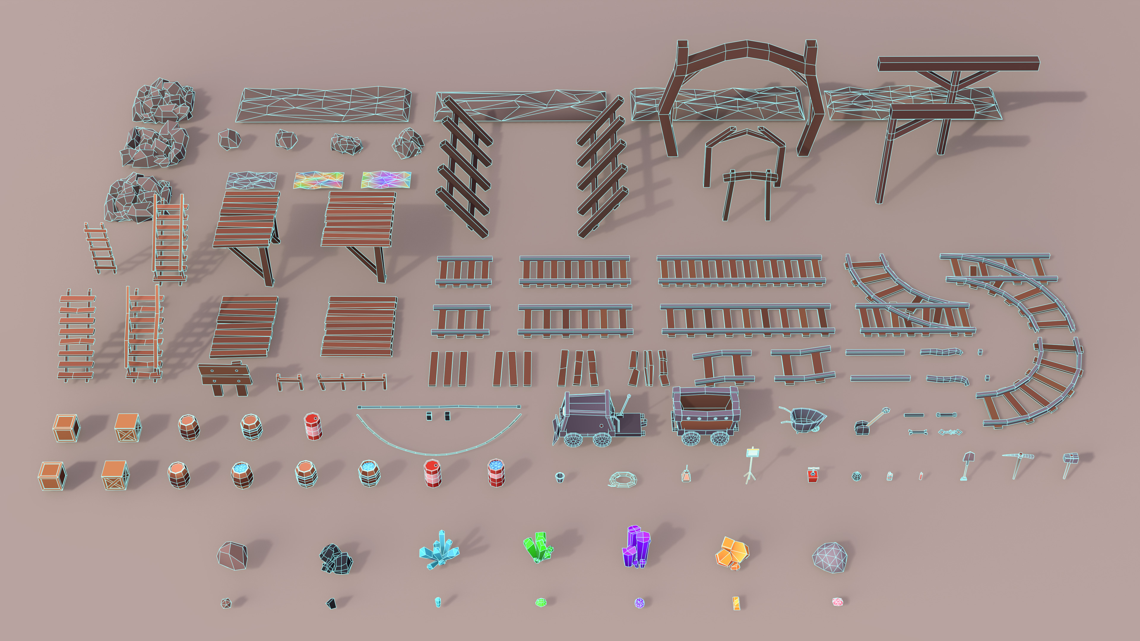 LowPoly Stylized Mining Asset Low-poly 3D model_1