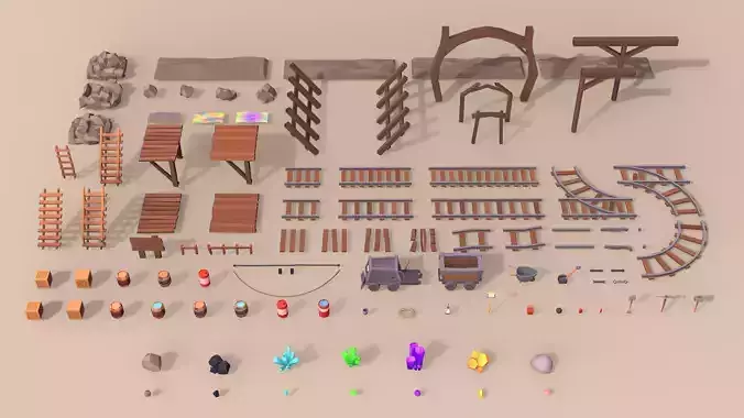 LowPoly Stylized Mining Asset