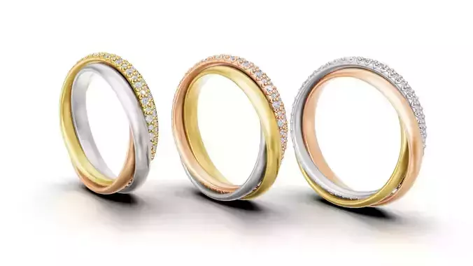 Cartier Trinity Ring Small Model Semi Paved 3D print model