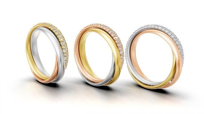 Cartier Trinity Ring Small Model Semi Paved Original Sizes 3D print model