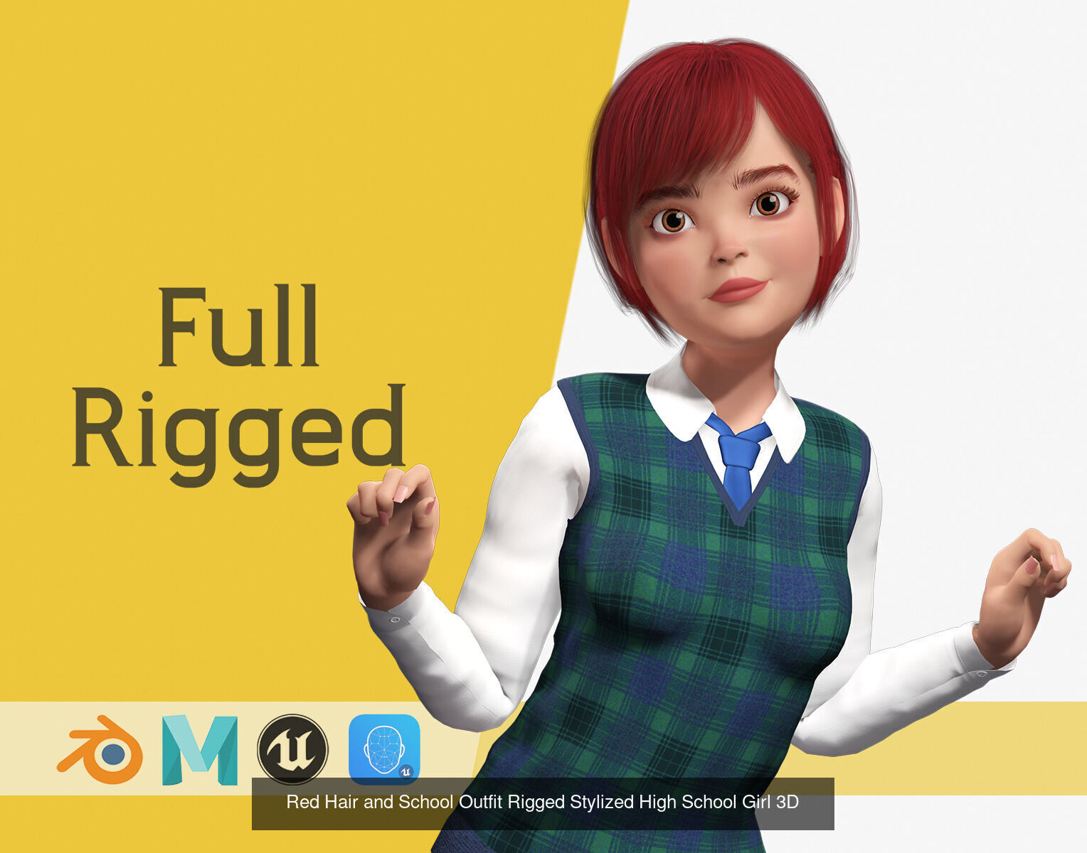 Stylized Toon Girl 3D Pack School and casual Outfits 3D Model Collection_2