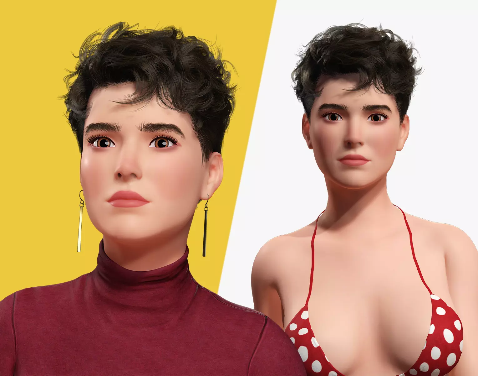 tylized 3D Woman Pack Elegant and Bikini Outfits 3D Model Collection_0