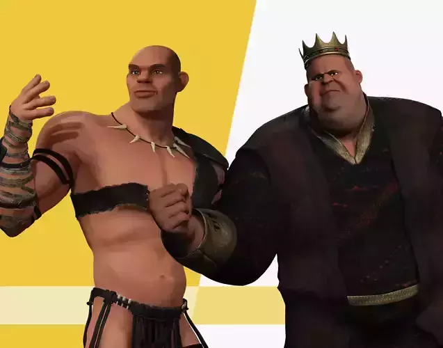 Stylized 3D Medieval King and Barbarian Fighter Fantasy Pack 3D Model Collection