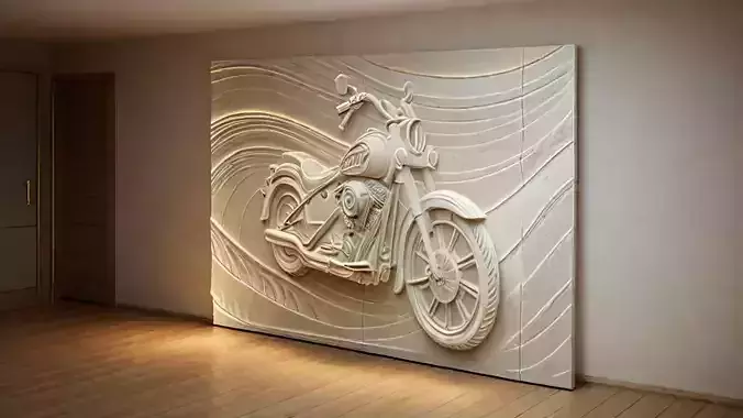 modern panel wall decor set relief stl mural CNC 158 3D model