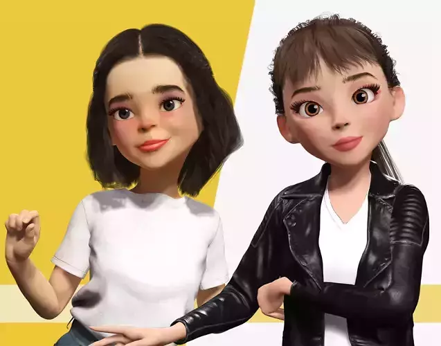 Stylized Teen Girl Pack  Playful and Trendy Duo 3D Model Collection