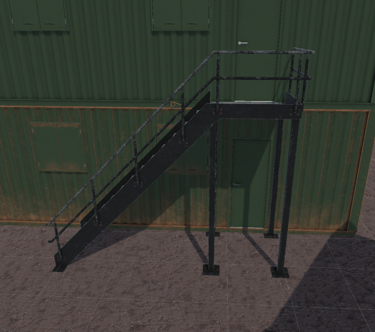 Container building site office stairs Low-poly 3D model_12