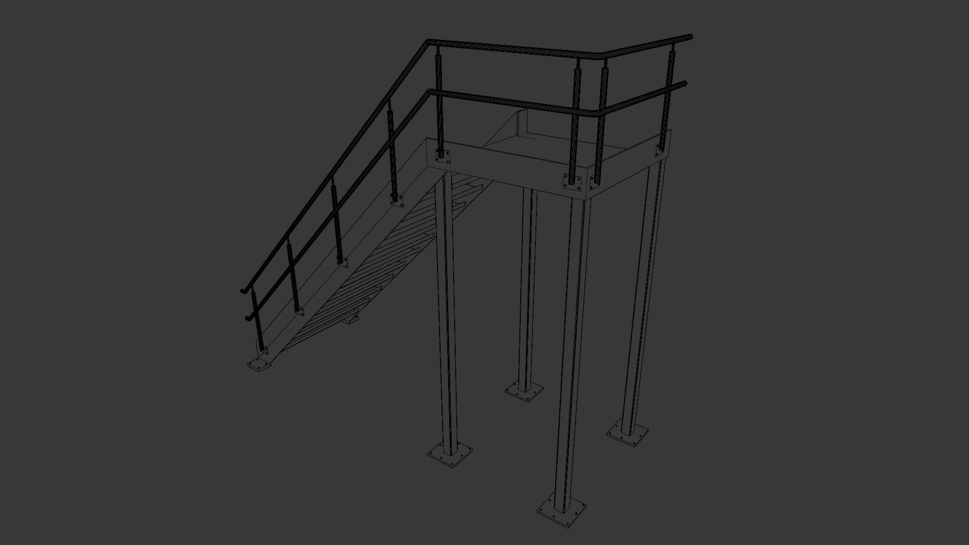 Container building site office stairs Low-poly 3D model_30