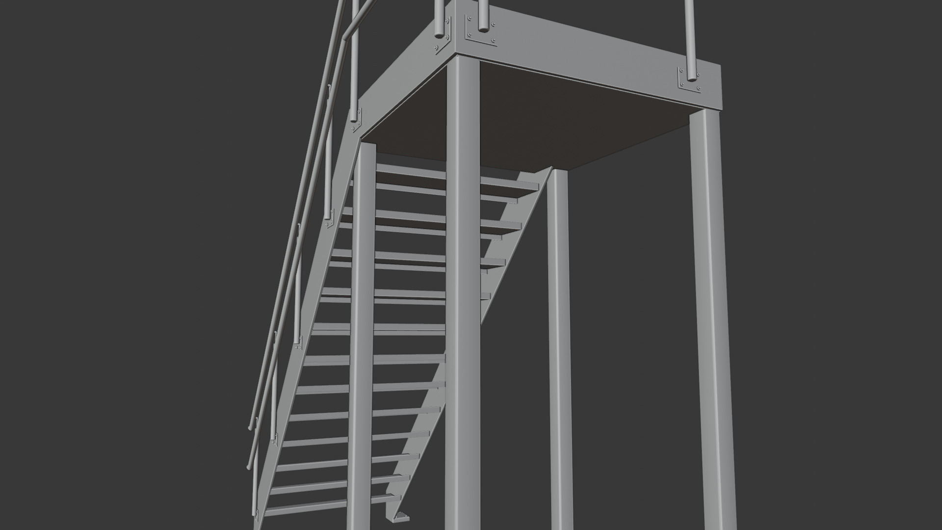 Container building site office stairs Low-poly 3D model_23