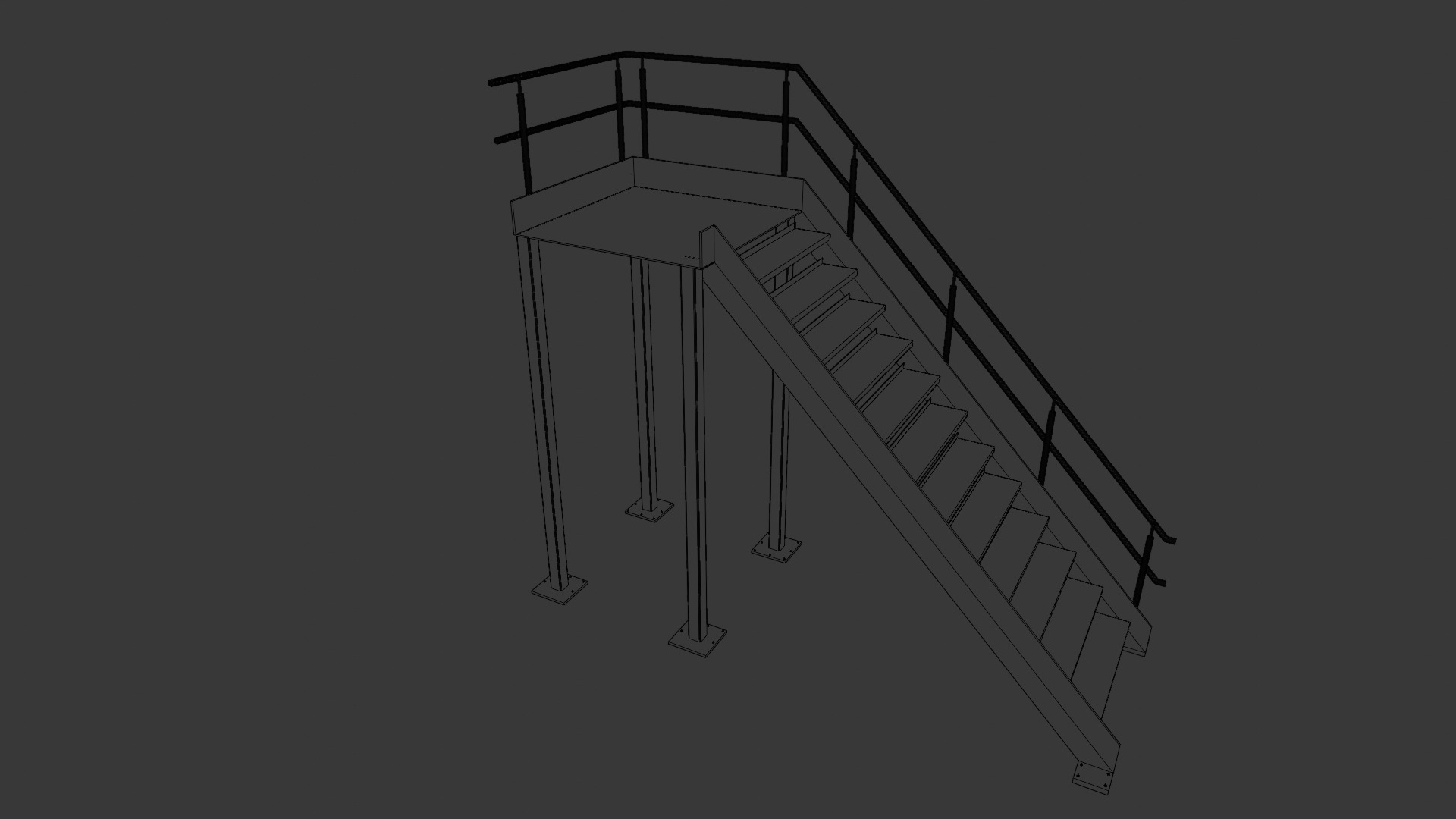 Container building site office stairs Low-poly 3D model_32