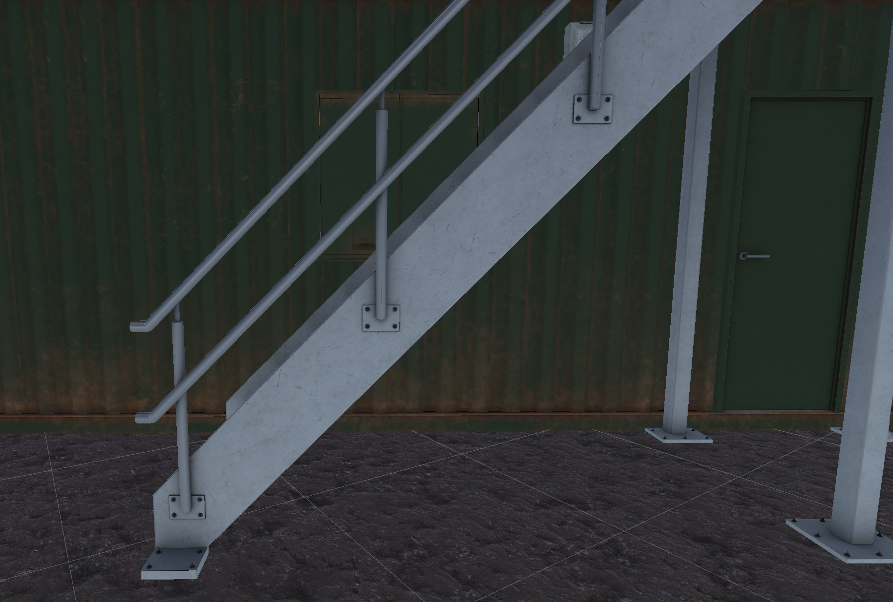 Container building site office stairs Low-poly 3D model_7