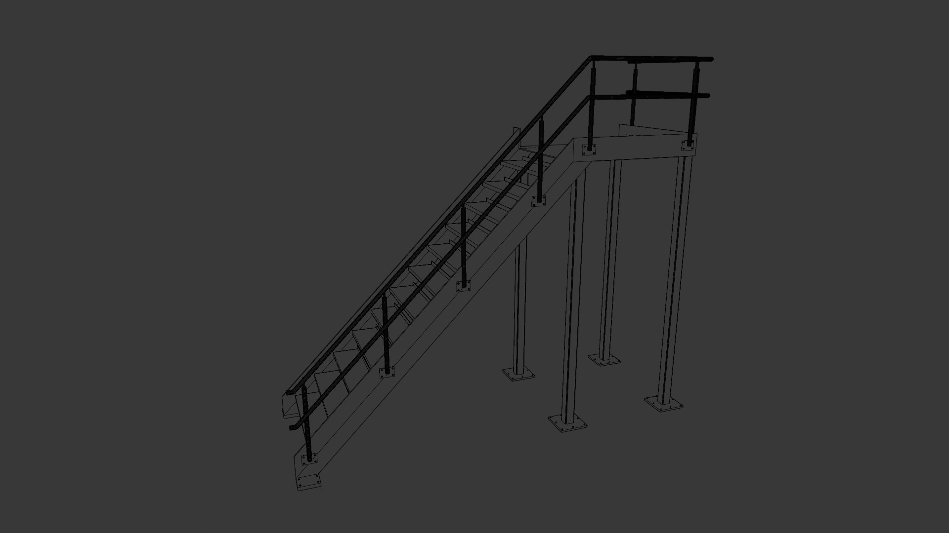 Container building site office stairs Low-poly 3D model_29