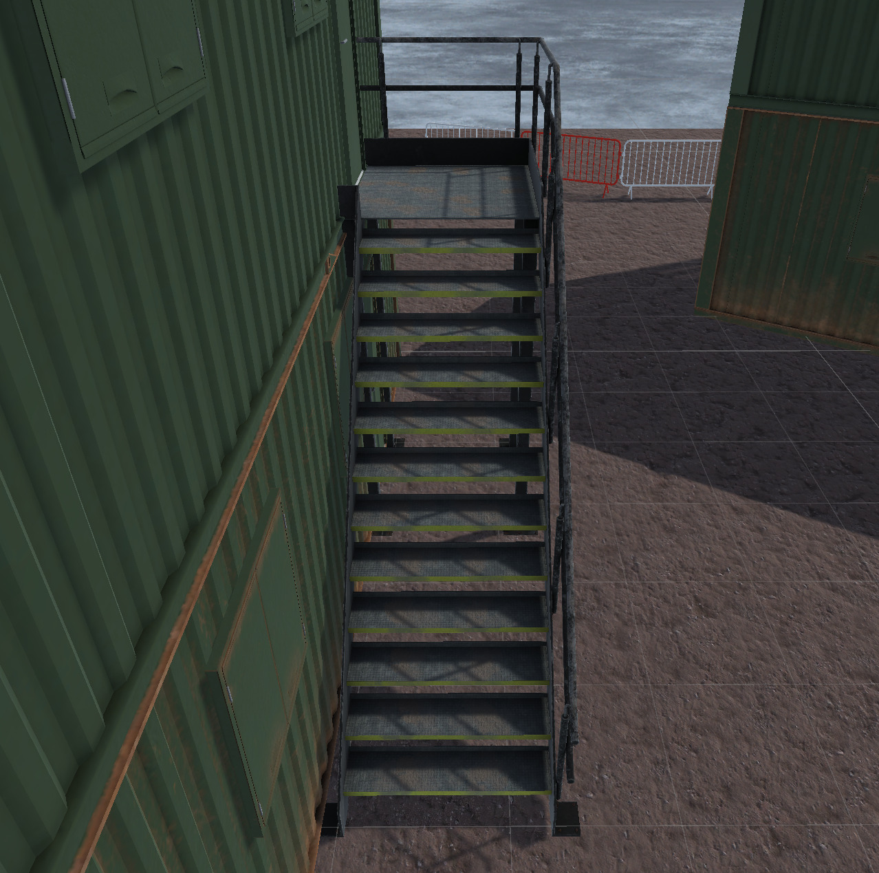 Container building site office stairs Low-poly 3D model_17