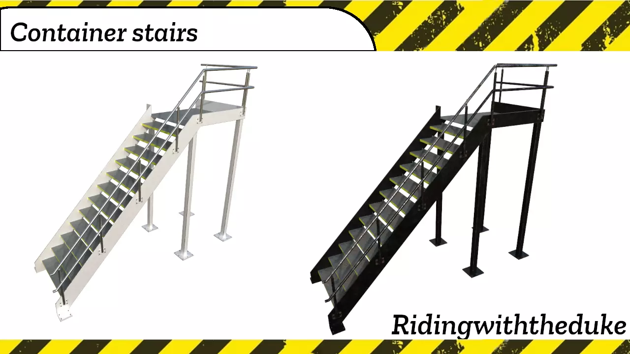 Container building site office stairs Low-poly 3D model_0