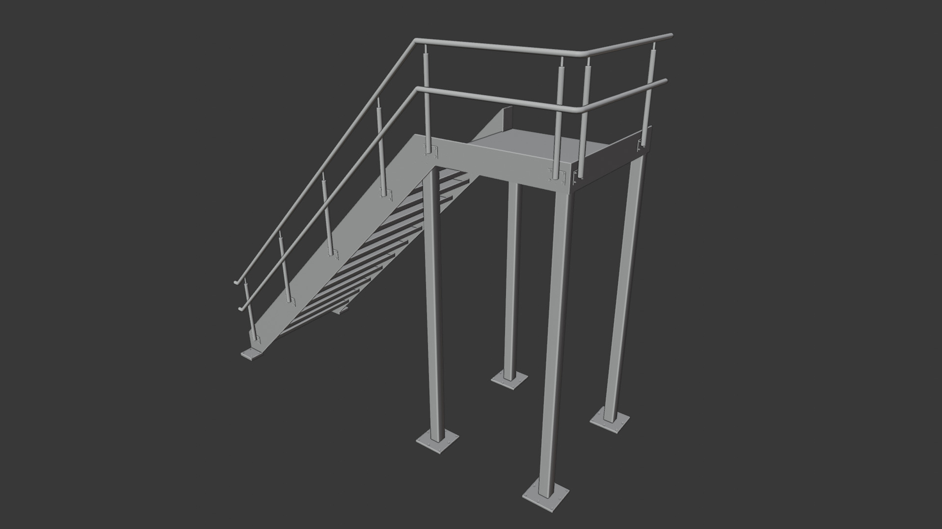 Container building site office stairs Low-poly 3D model_22