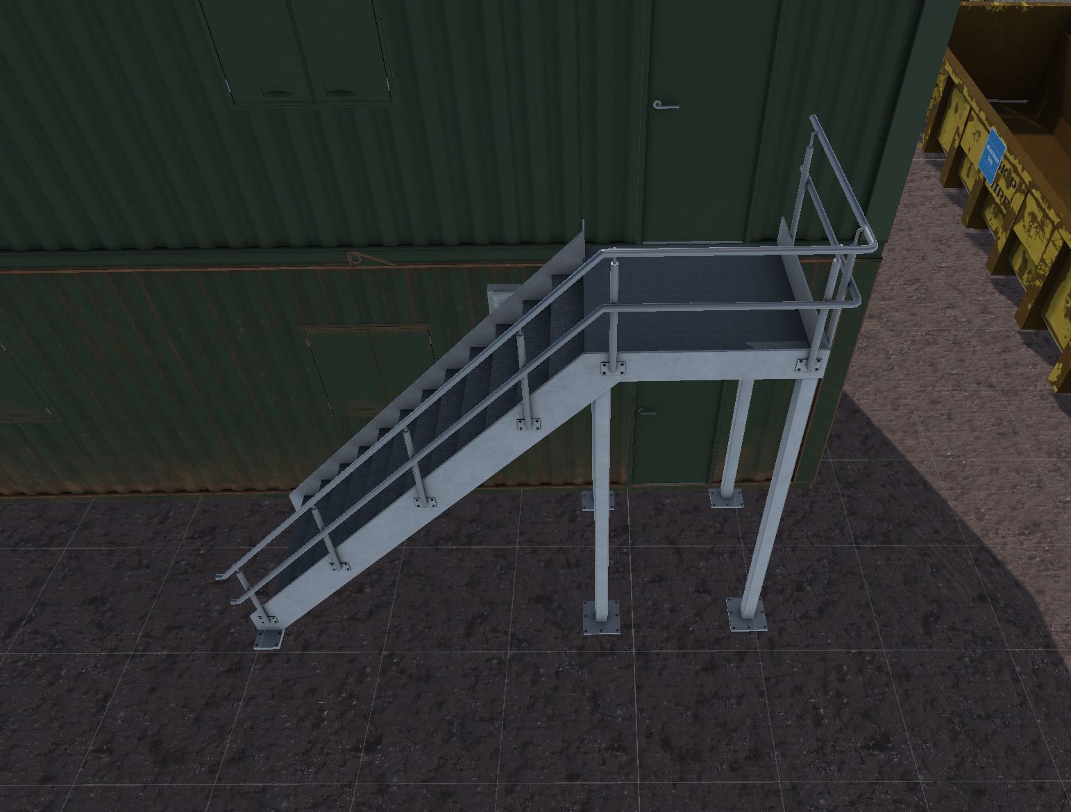 Container building site office stairs Low-poly 3D model_2