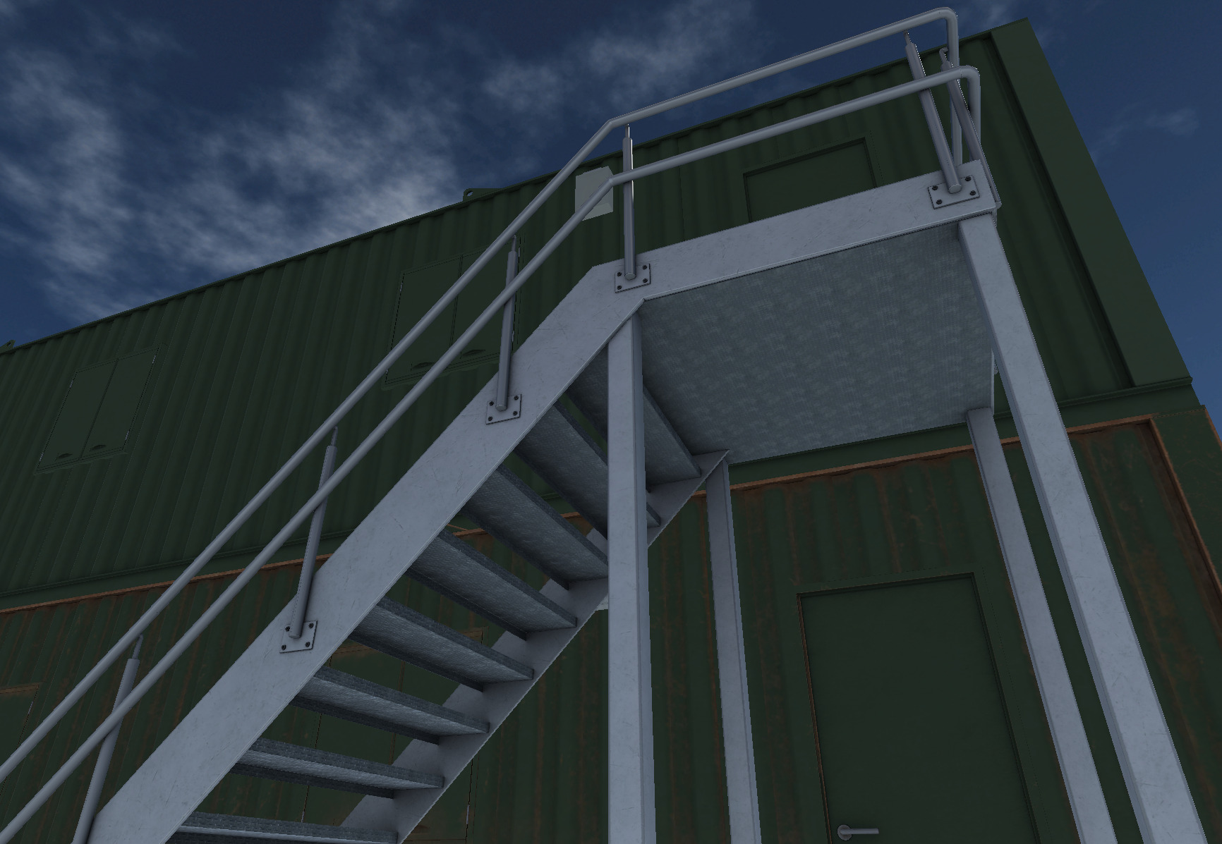 Container building site office stairs Low-poly 3D model_5
