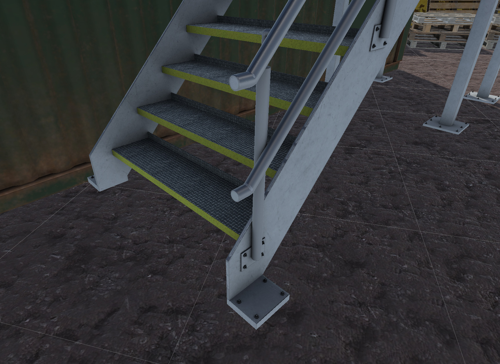 Container building site office stairs Low-poly 3D model_6