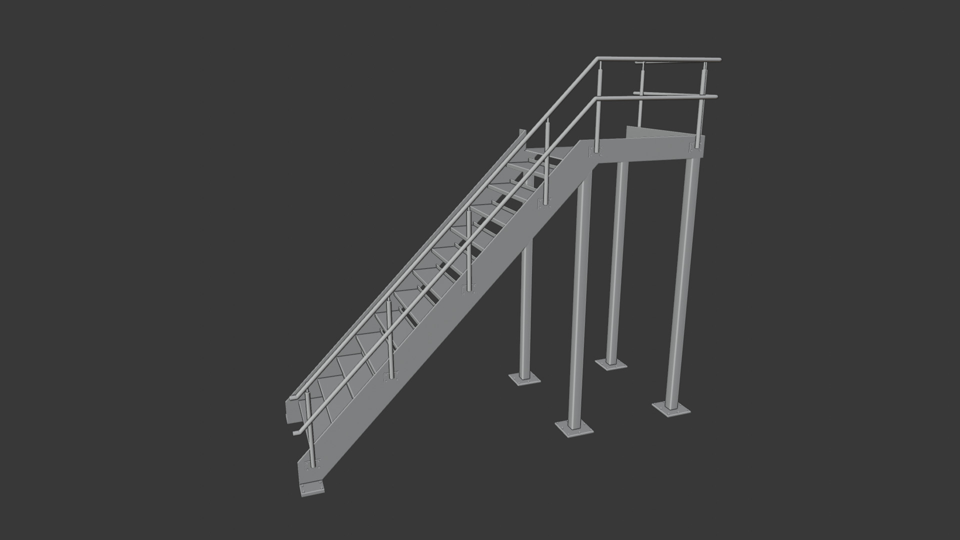 Container building site office stairs Low-poly 3D model_26