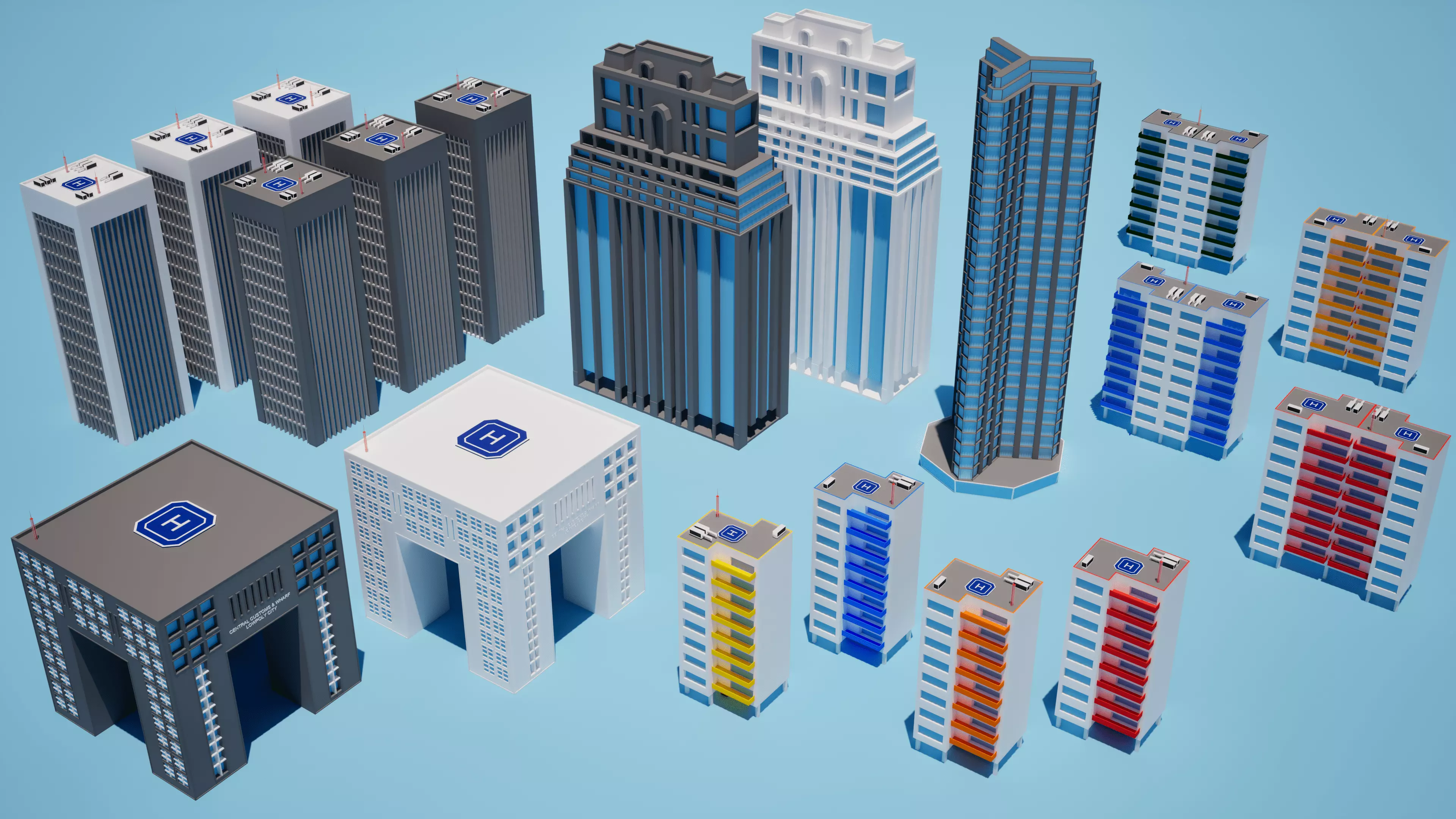 Building Pack 1 Low-poly 3D model_0