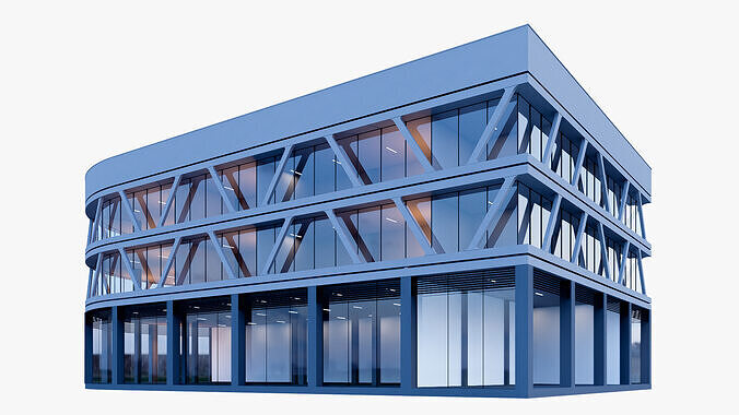 Commercial building mall Low-poly 3D model 4