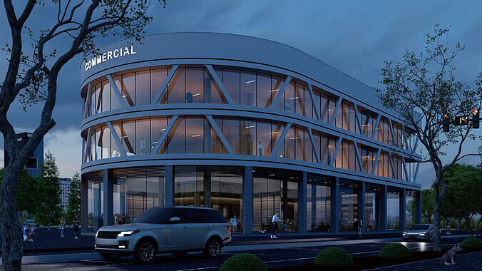 Commercial building mall Low-poly 3D model 2