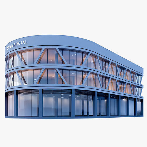 Commercial building mall Low-poly 3D model 3