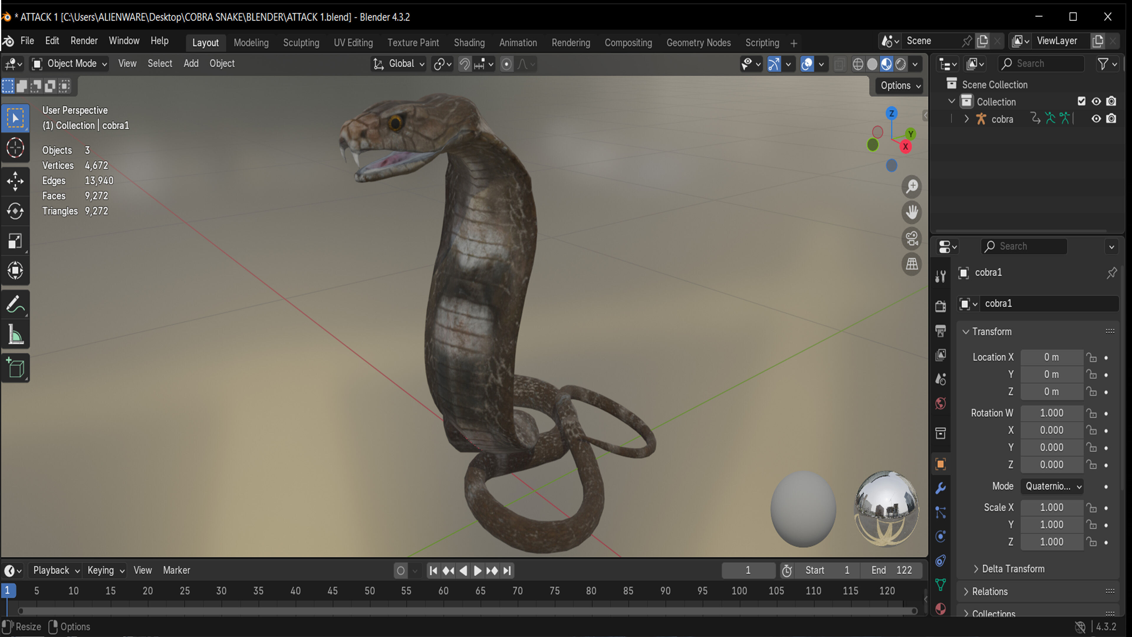 COBRA SNAKE RIGGED ANIMATED 7 Low-poly 3D model_9