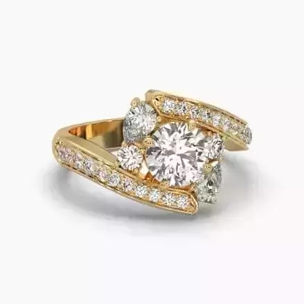 Printable 3D jewelry model of Solitaire Lady Ring with Diamond