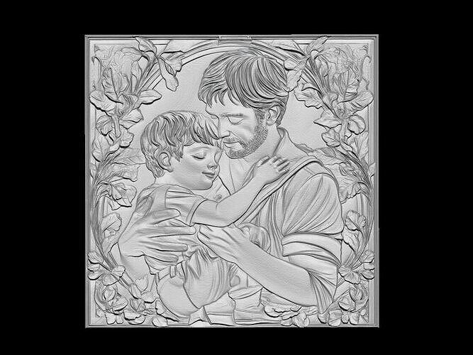 Father and Son Relief 3D print model