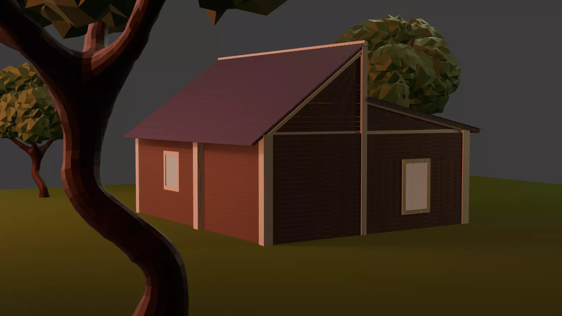 Cute Cabin in the Woods Cartoon Style 3D Model Free 3D model_0
