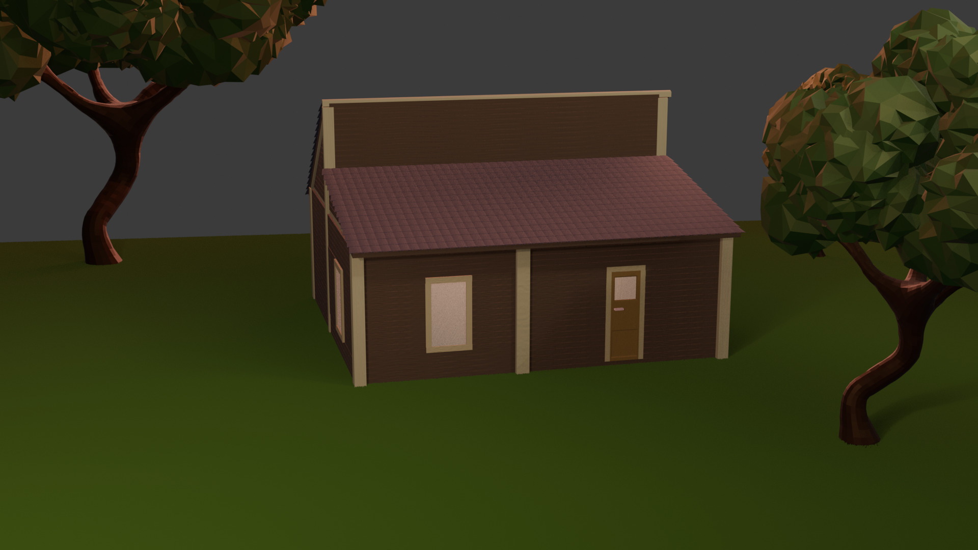 Cute Cabin in the Woods Cartoon Style 3D Model Free 3D model_4