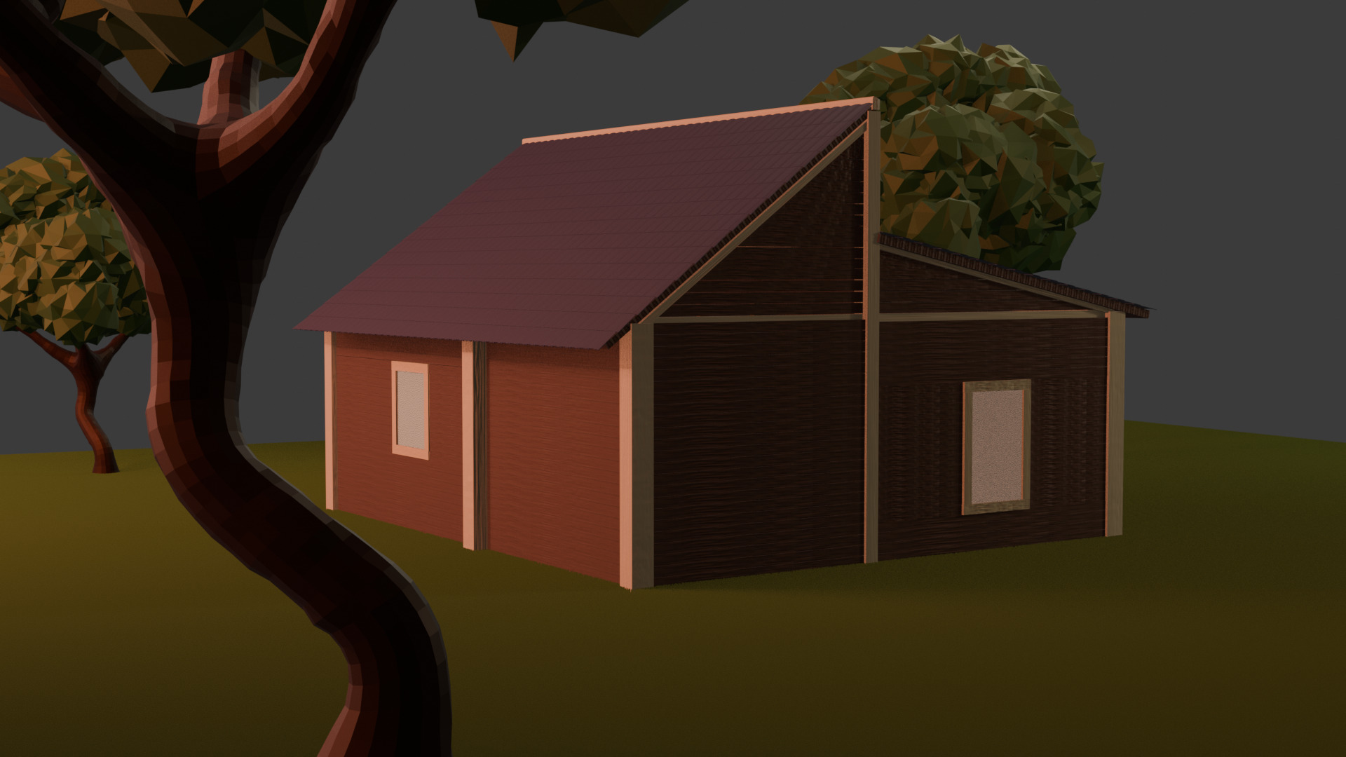 Cute Cabin in the Woods Cartoon Style 3D Model Free 3D model_3