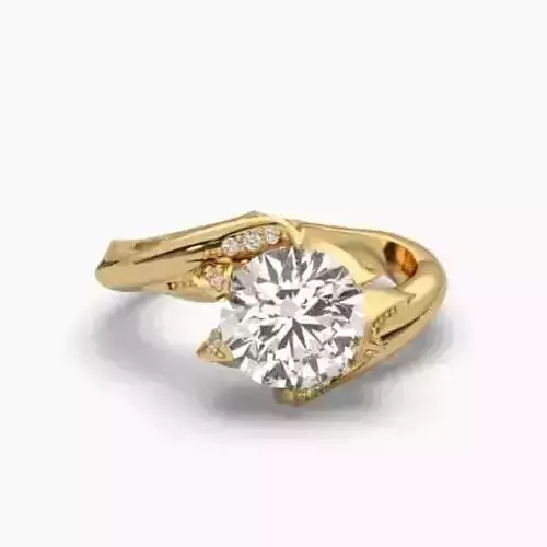 Printable 3D jewelry model of Solitaire Lady Ring with Diamond 