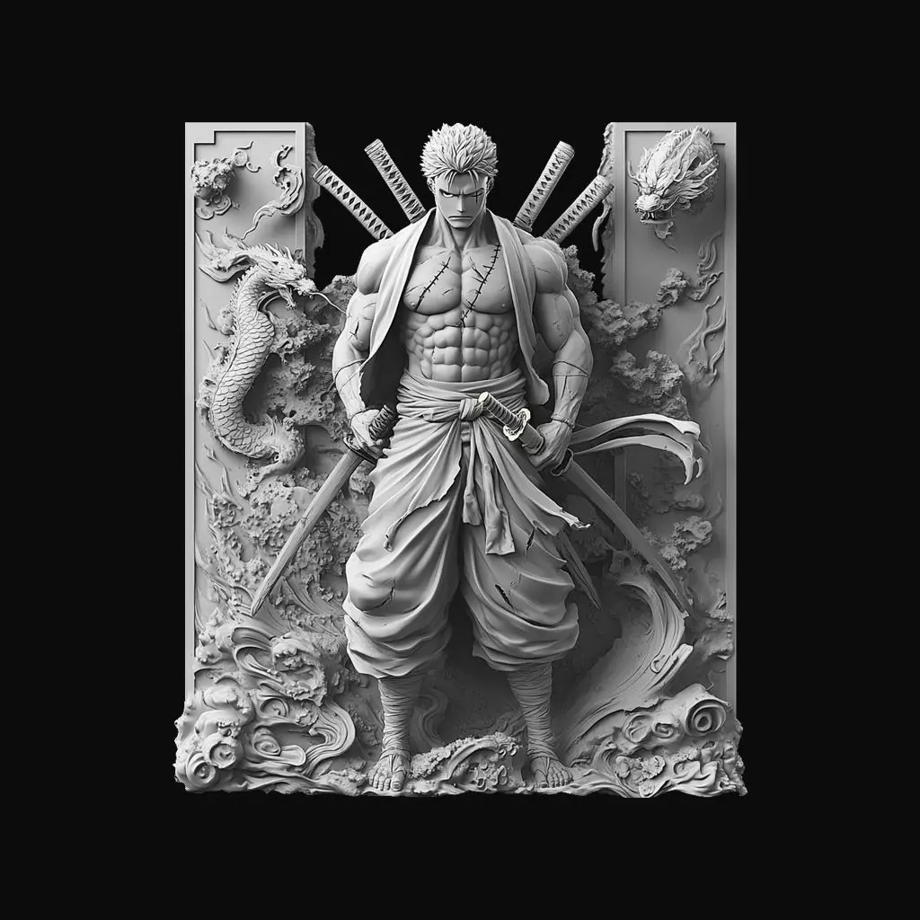 Samurai Warrior Relief 3D print model_0