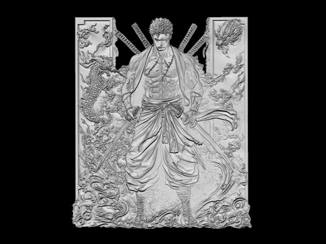 Samurai Warrior Relief 3D print model_1