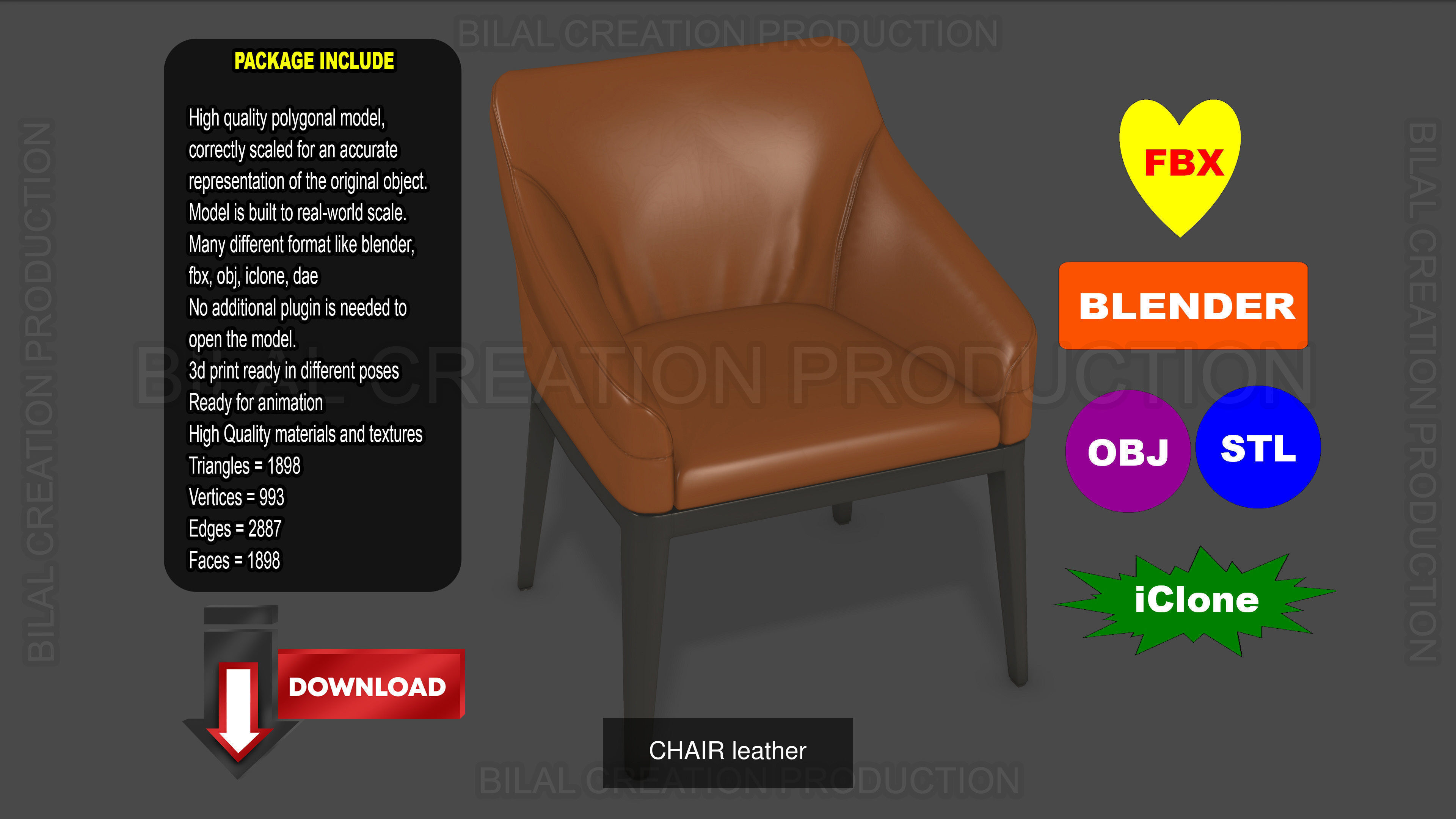 3 PACK OF CHAIRS 3D Model Collection_5