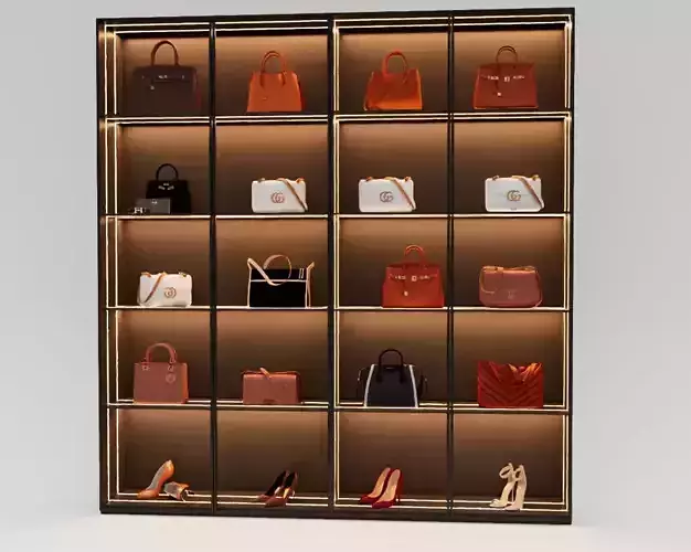Ladies handbags and high-heeled shoes 3D model