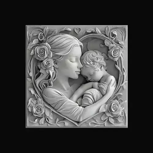 Mother and Child 3D Relief