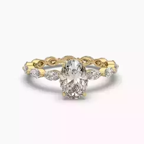 Printable 3D jewelry model of Solitaire Lady Ring with Diamond 