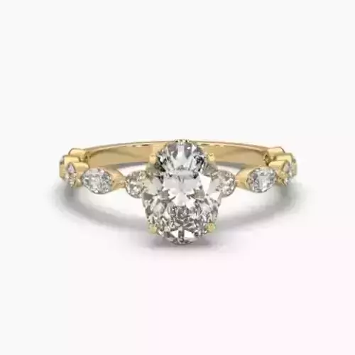 Printable 3D jewelry model of Solitaire Lady Ring with Diamond 