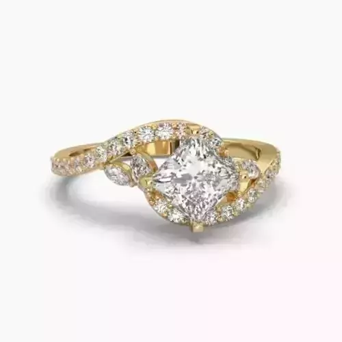 Printable 3D jewelry model of Solitaire Lady Ring with Diamond 