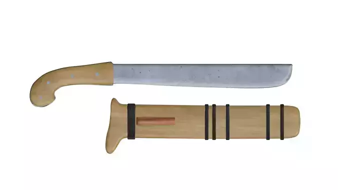 Golok Machete Traditional Weapon from Batavia Indonesia Low-poly 3D model